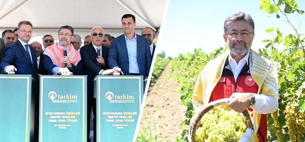 BAKAN YUMAKLI, MANİSA’DA BİTKİ KORUMA ÜRÜNLERİ ÜRETİM TESİSLERİ TEMEL ATMA TÖRENİNE VE ÜZÜM HASADINA KATILDI